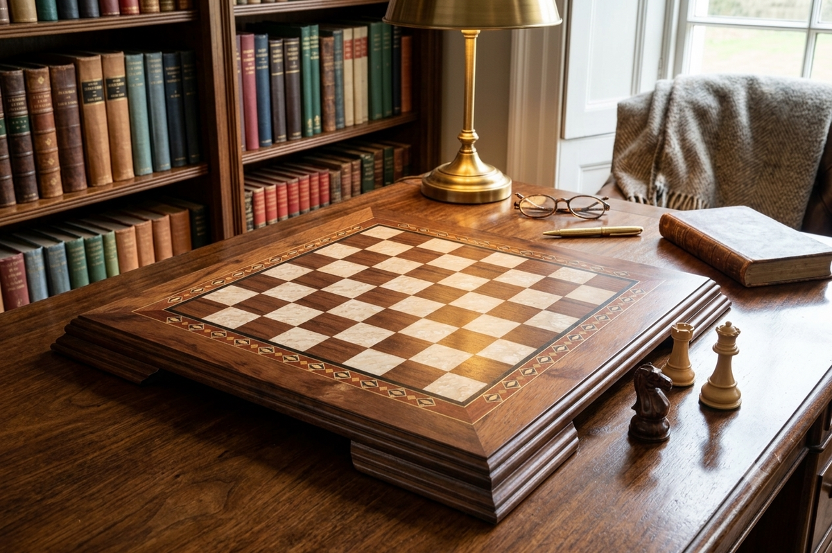 15.15 Inch Flat Wooden Chess Board – Small Size | Code: 2655