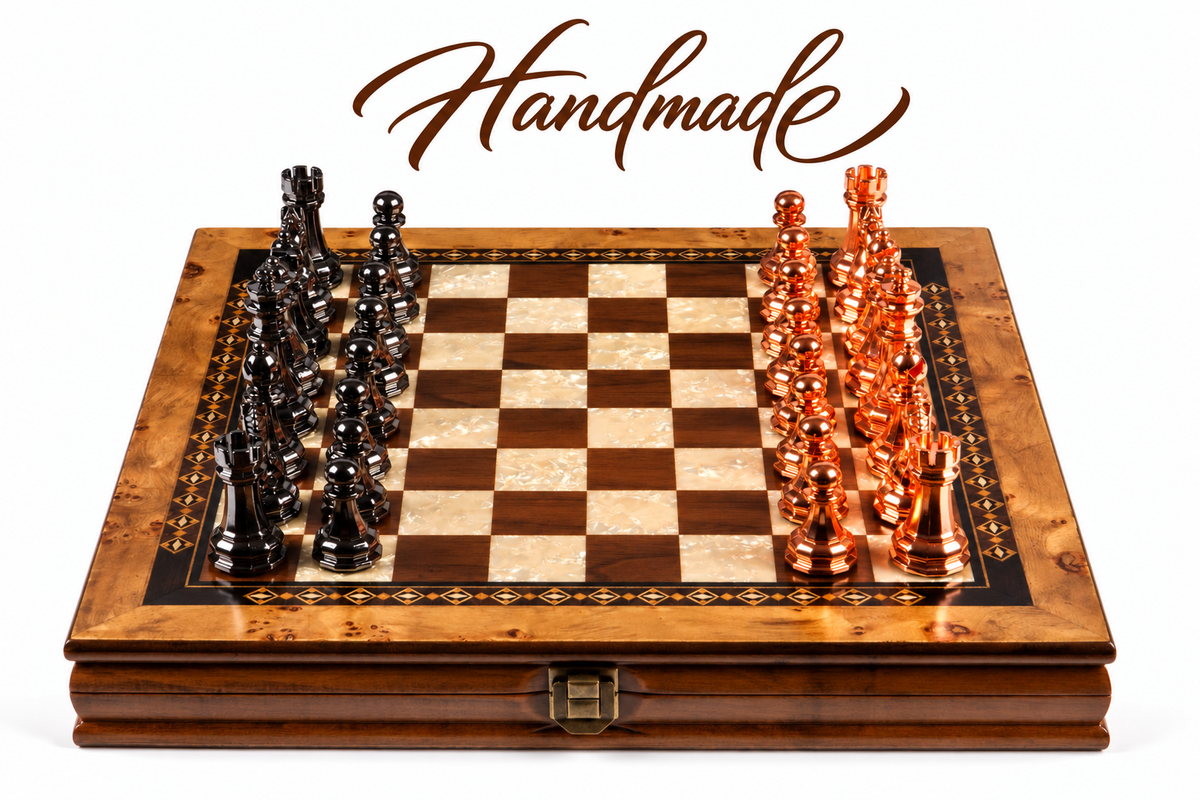 14 Inch Selge Chess Set with Cast Metal Figures – Premium  Chess Board Game Set for Collectors