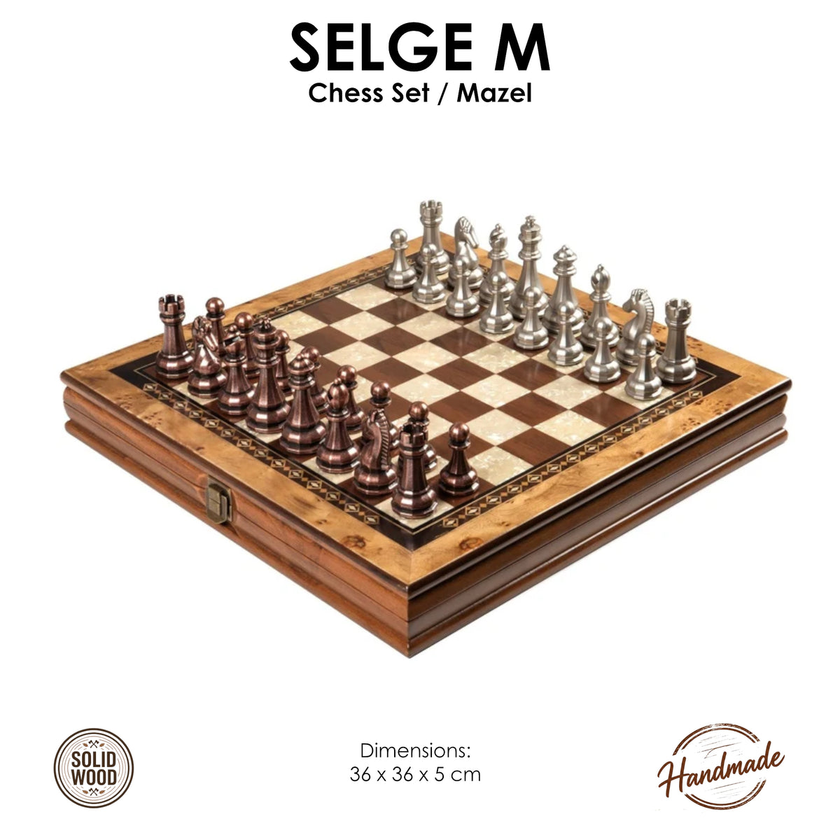 14 Inch Selge Chess Set with Cast Metal Figures – Premium  Chess Board Game Set for Collectors