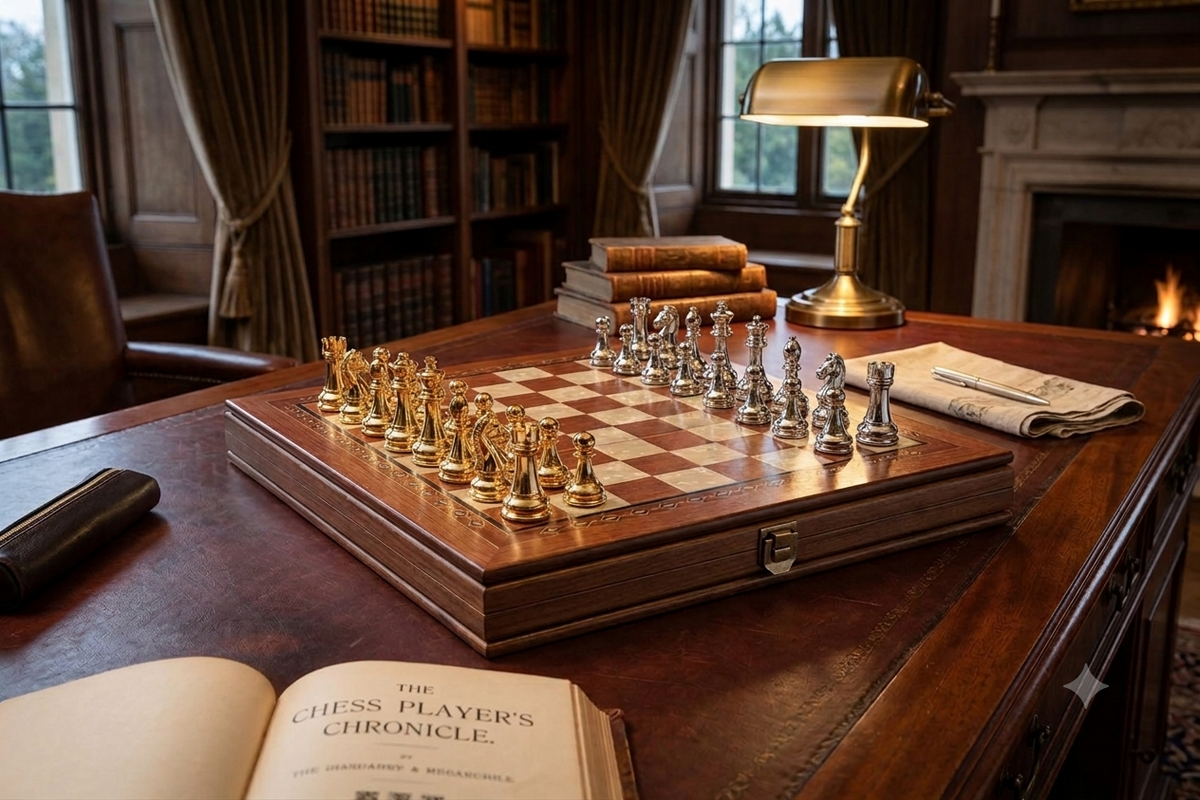 14 Inch Selge Chess Set with Cast Metal Figures – Premium  Chess Board Game Set for Collectors