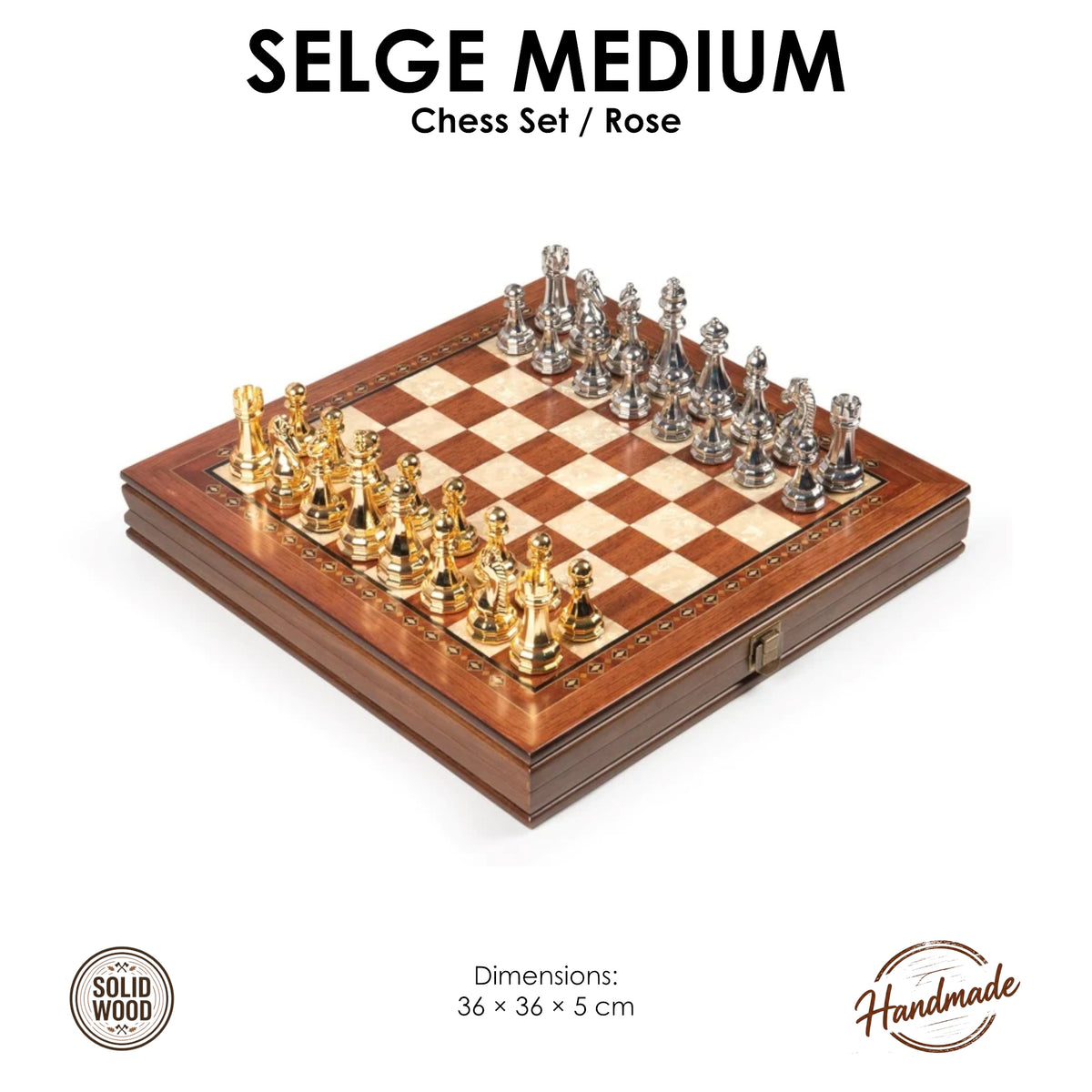 14 Inch Selge Chess Set with Cast Metal Figures – Premium  Chess Board Game Set for Collectors
