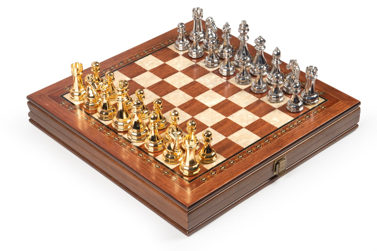 14 Inch Selge Chess Set with Cast Metal Figures – Premium  Chess Board Game Set for Collectors