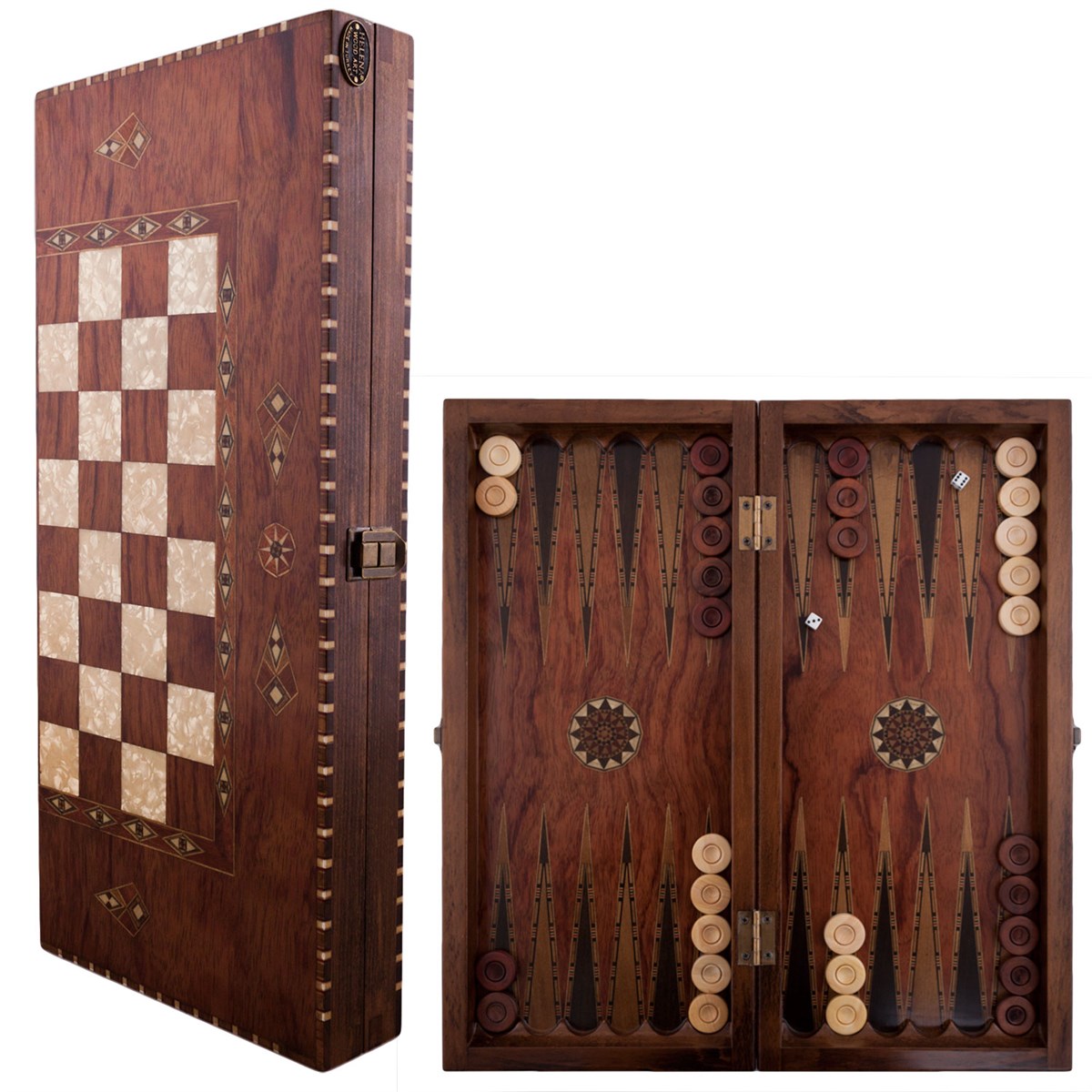 19.7 Inch Elegant Backgammon Set | Ros | Code: 2150.Ros – Helena Wood Art