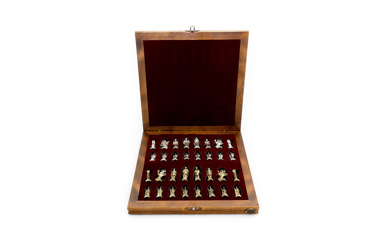 14 Inches Hero Chess Set With Metal Figures - Medium | Black