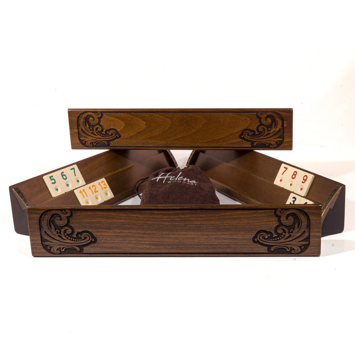 Vienberg Okey Takimi – Rummikub En Plastique De Luxe Avec 4 Plateaux, Pions Gravés Et Dé, Jeu De Société Familial Et Voyage