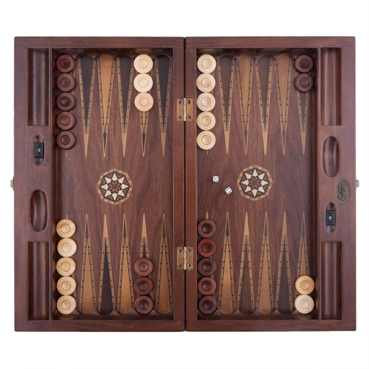 20.5” Asia Backgammon Set – Natural Walnut Veneer – Wooden Board with ...