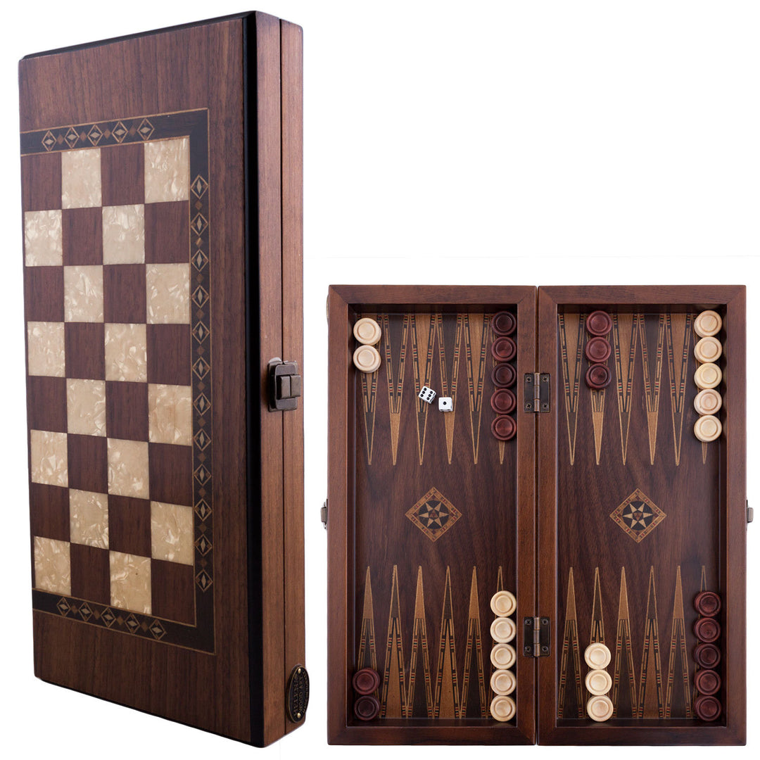 Helena Curved Backgammon in Mazel Burl | Farrar and Tanner
