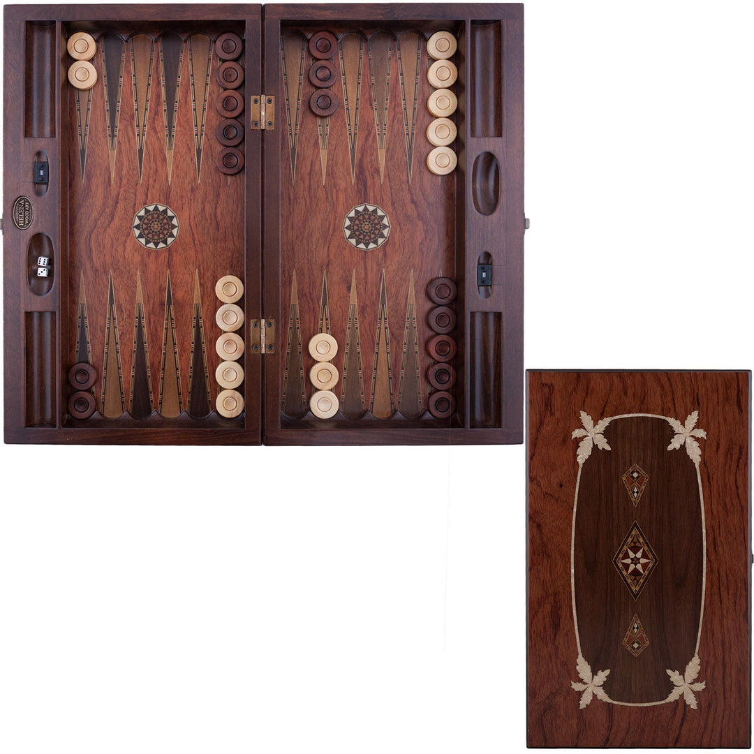 20.5 Inch Asia Backgammon Set with numerator | Natural Rosewood