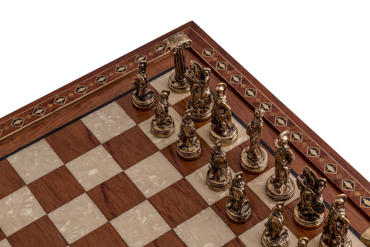 14 Inches Hero Chess Set With Metal Figures - Medium | Rosewood