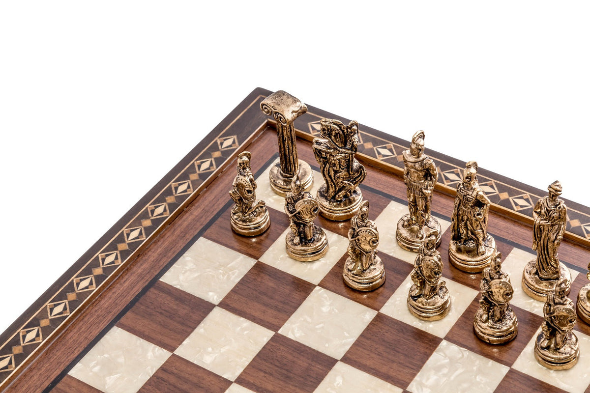 14 Inches Hero Chess Set With Metal Figures - Medium | Walnut