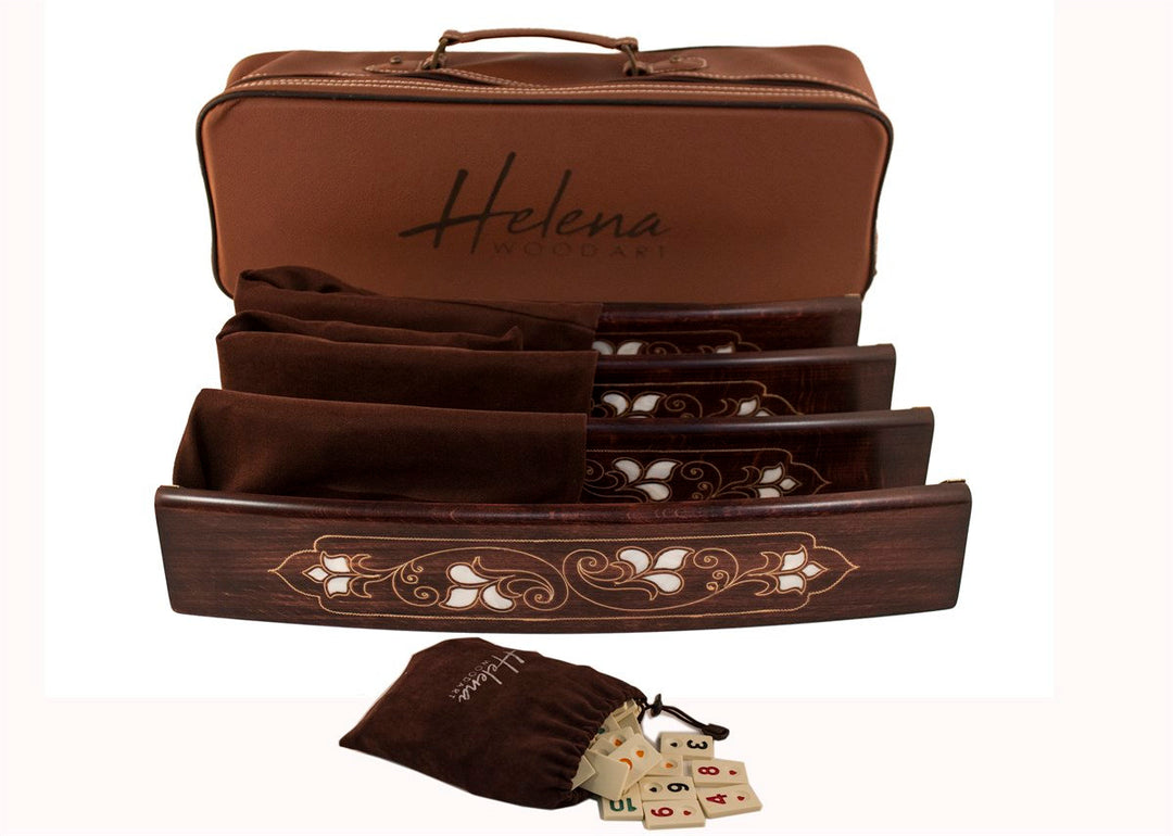 Oval Mother of Pearl & Copper Inlaid Rummikub Set – Turkish Okey